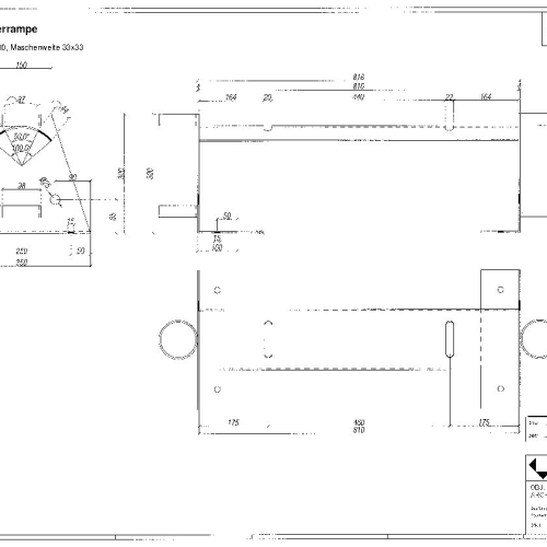 Schizzo di costruzione telaio di supporto rampa griglia