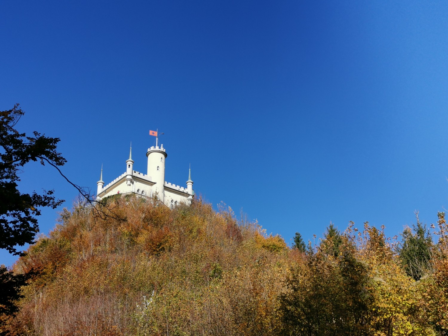 Hoch oben thront das Schlösschen Neu-Wartburg und lockt mit grossartigem Panorama. Bild: Evelyne Zaugg