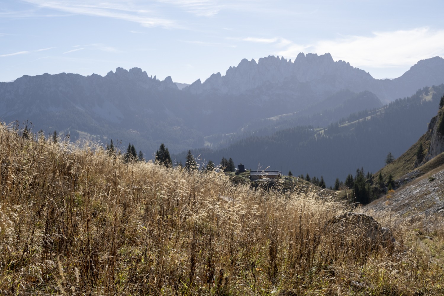 Vue depuis la vallée de Maischüpfen sur les Gastlosen. Photo: Markus Ruff