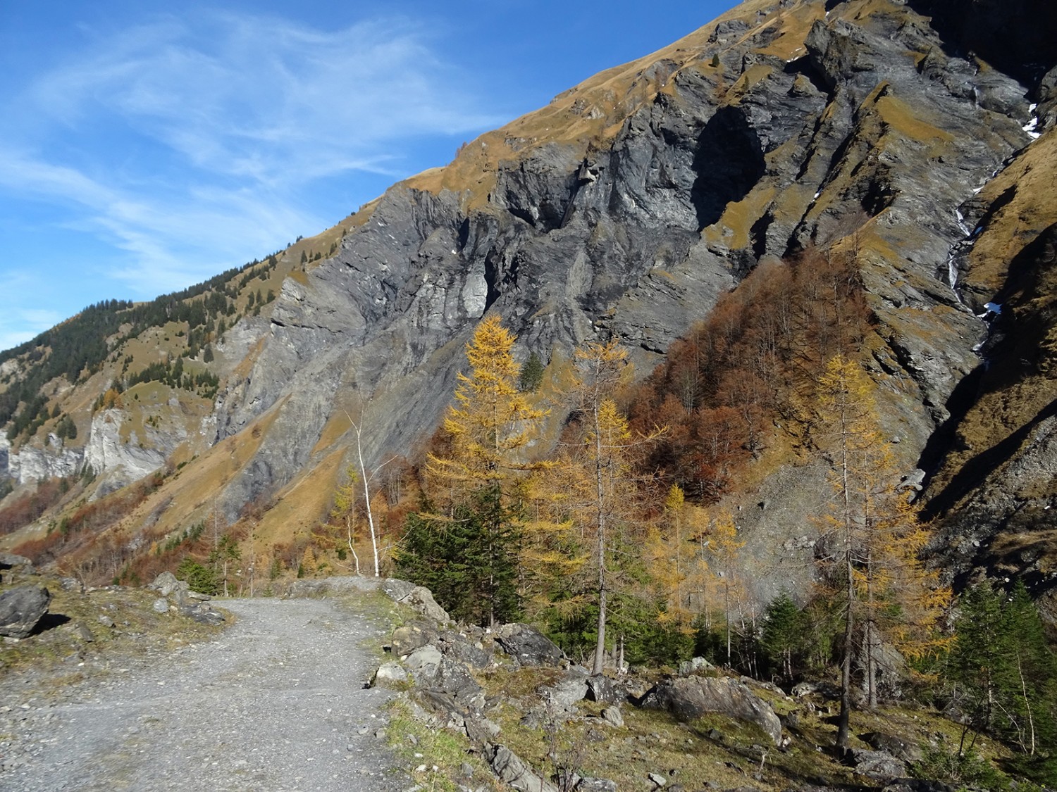 Zerklüftete Hänge im Tal des Gufelbachs.