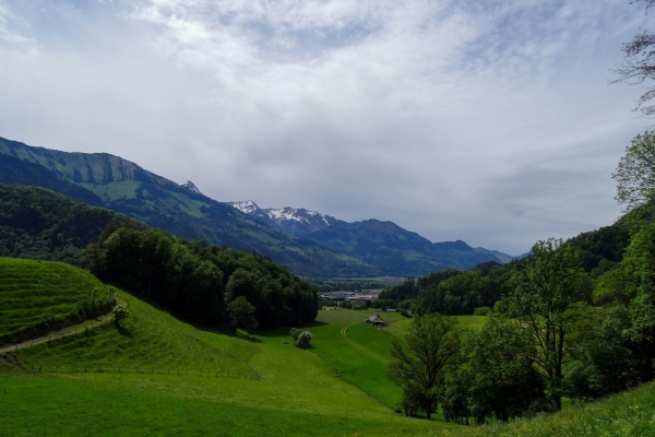 Entlang der Saane und umgeben von den Freiburger Voralpen