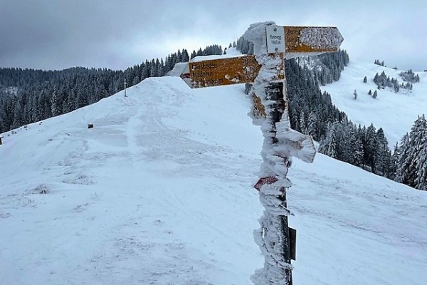 Panorama Schneeschuhwanderung über Spilmettlen und Hochstuckli SZ