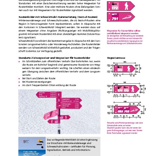 Merkblatt Zusatzsignalisation Winterrouten