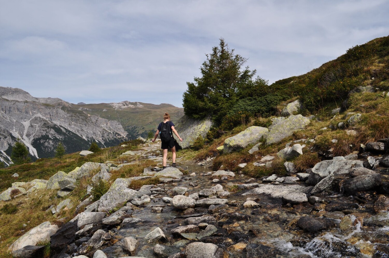 Traversée d’un ruisseau de montagne