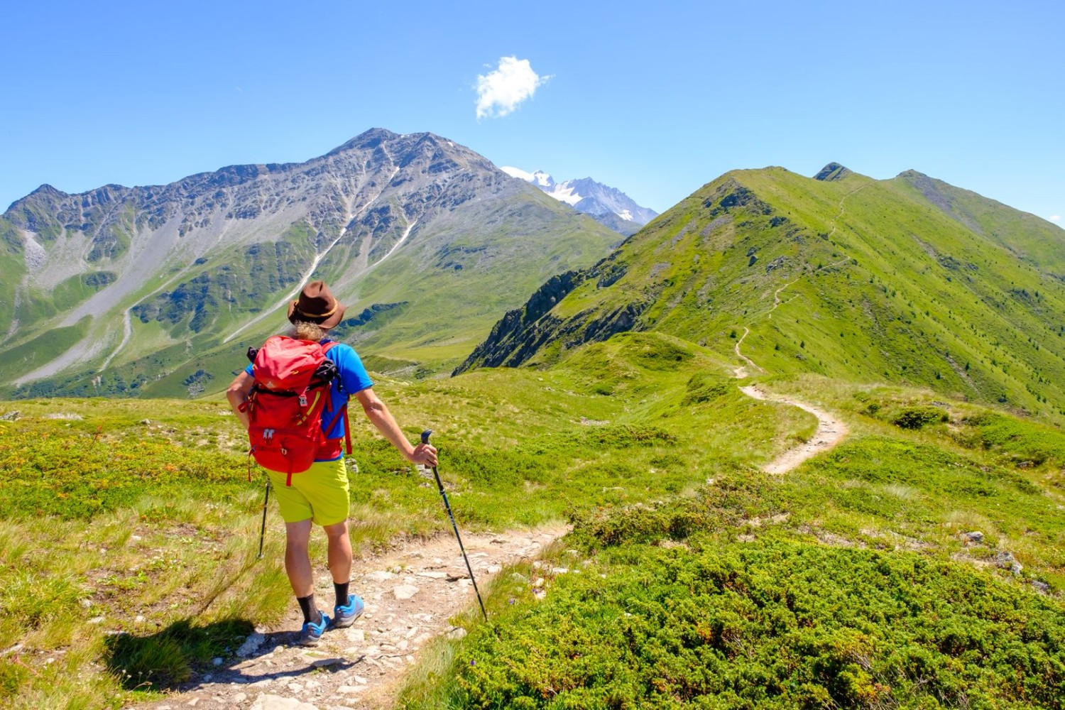 La randonnée passe par une crête. Destination: le Mont Brûlé.