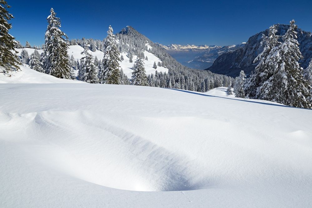 Talauswärts grüsst die Alvier-Kette über dem Walensee.