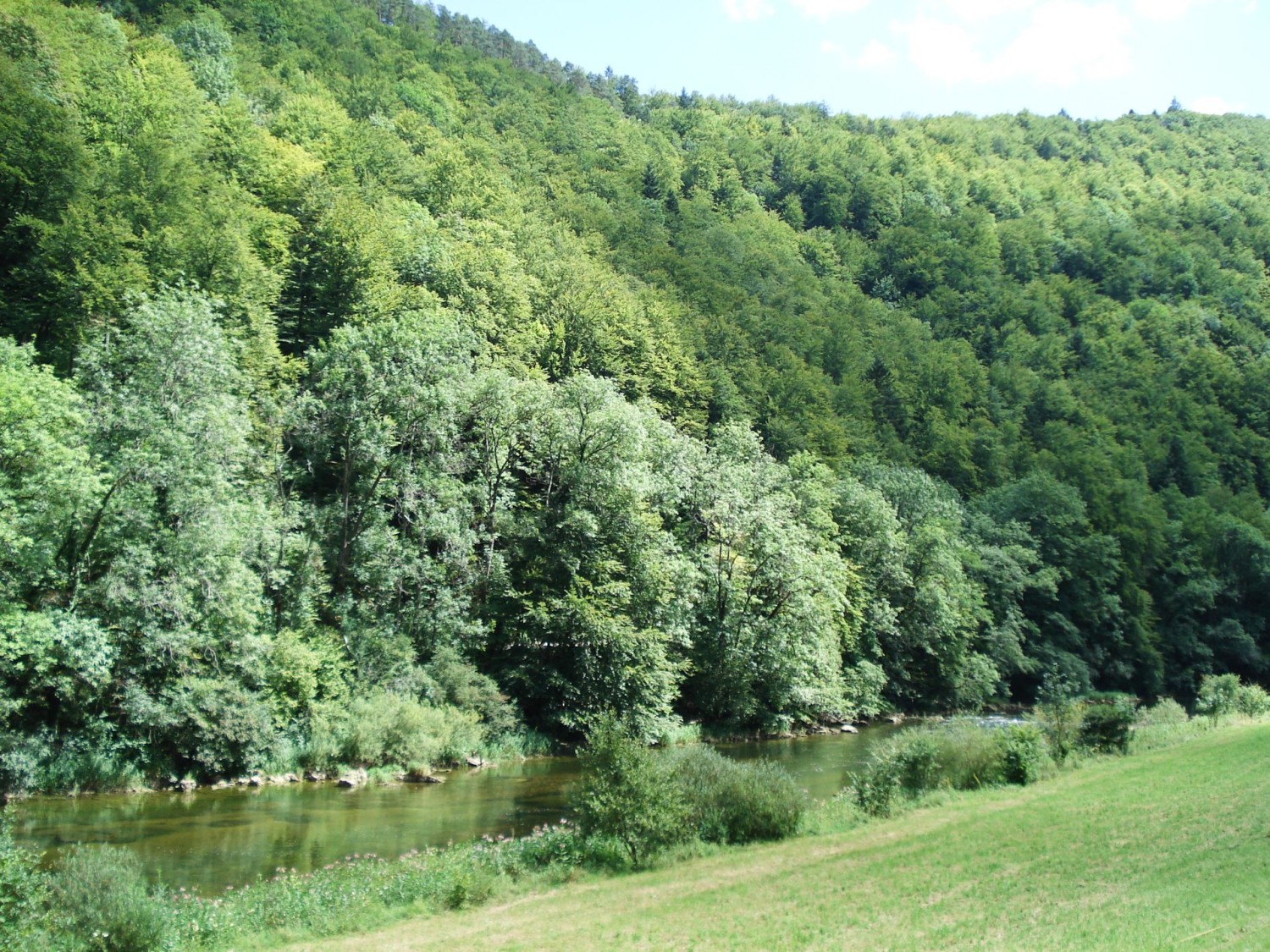 Aussicht vom Gasthaus Le Relais du Doubs kurz vor Soubey.